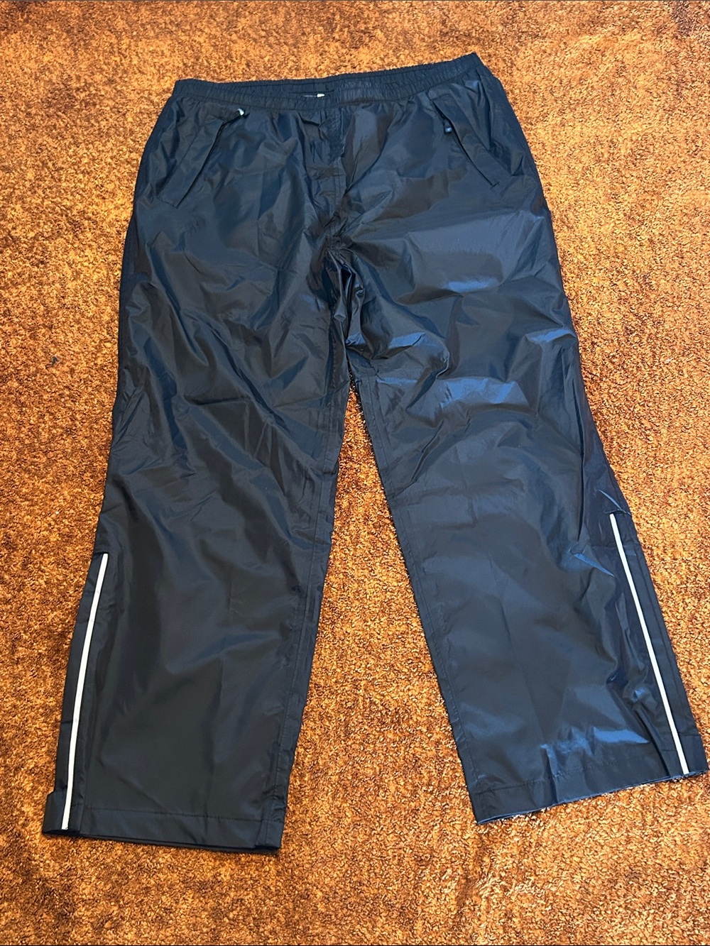 Men's Black Reflective-Strip Jogger Rain Pants